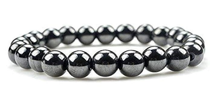 Natural Round Beads Magnetic Hematite Crystal Stone 8mm Bracelet (Pack of 2)